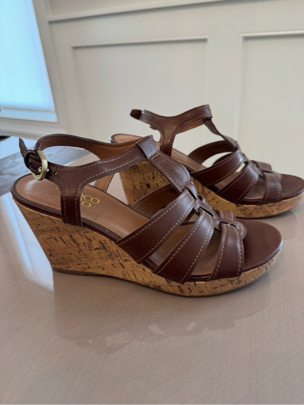Womens Cork Wedge Sandals - Women's Ankle Strap Heels